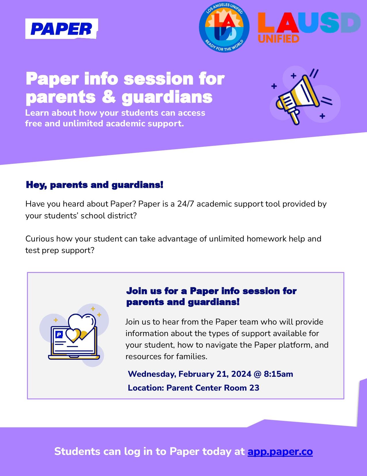 Paper Parent Workshop